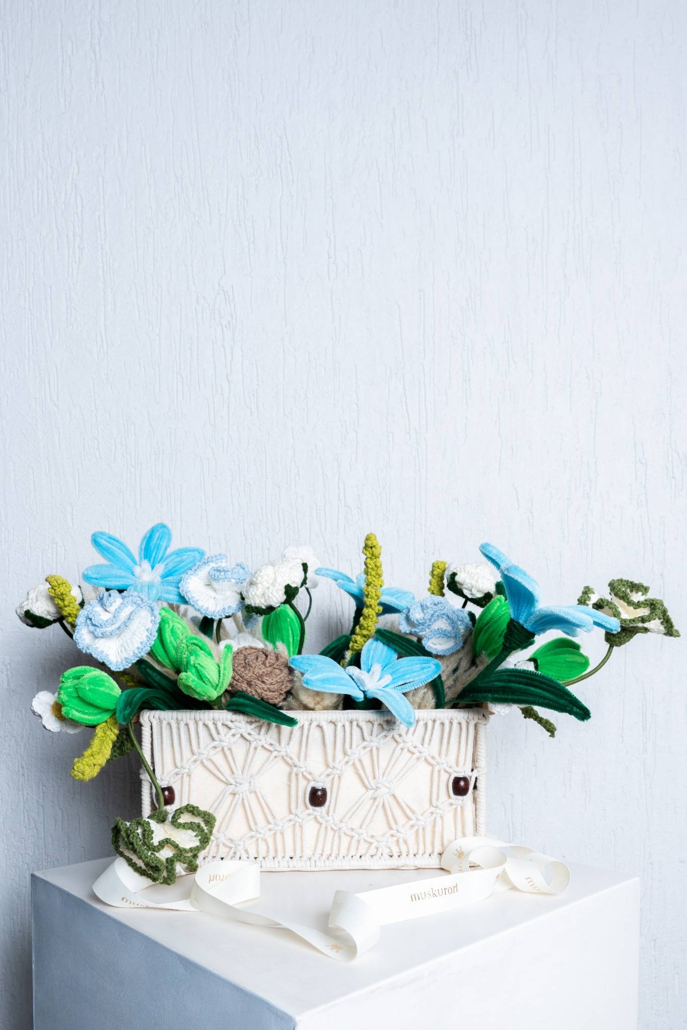 Azure Bloom - Crochet Flower Bouquet
