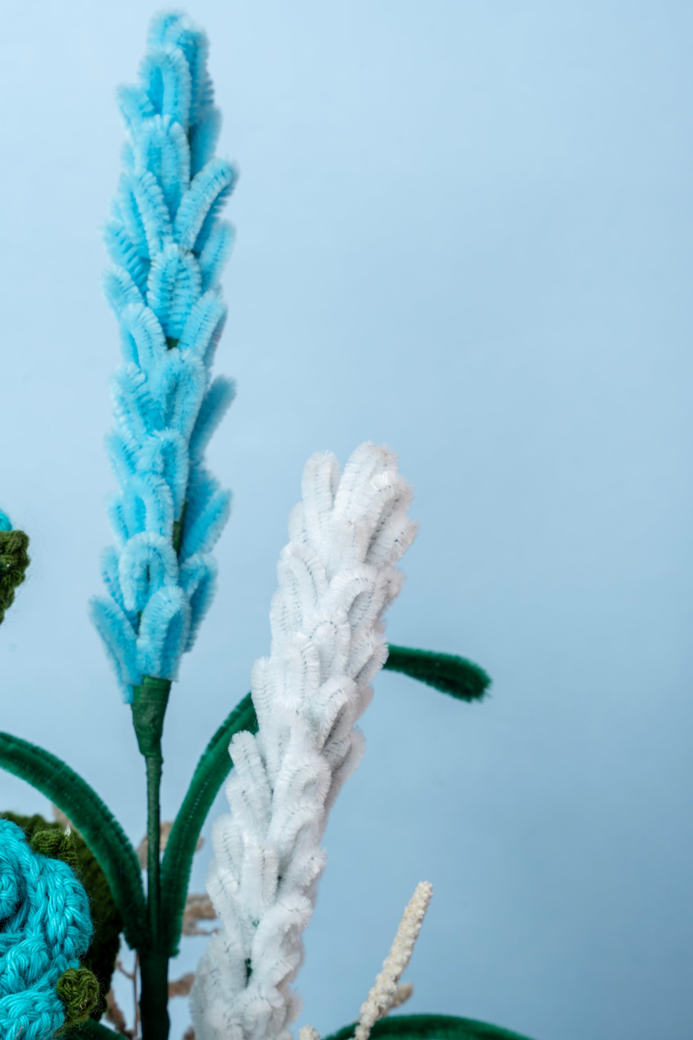 Blue Wood Bliss - Handmade Knitted Bouquet